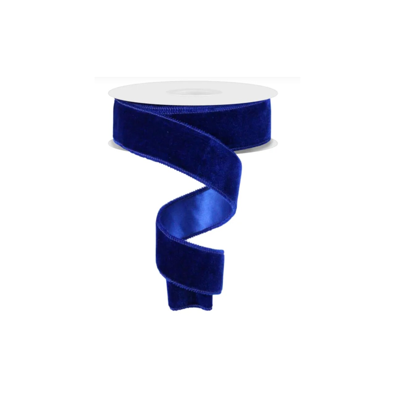 1.5"x10yd Royal Blue Velvet Wired Ribbon – Deluxe Velvet with Satin Backing-RGE165825